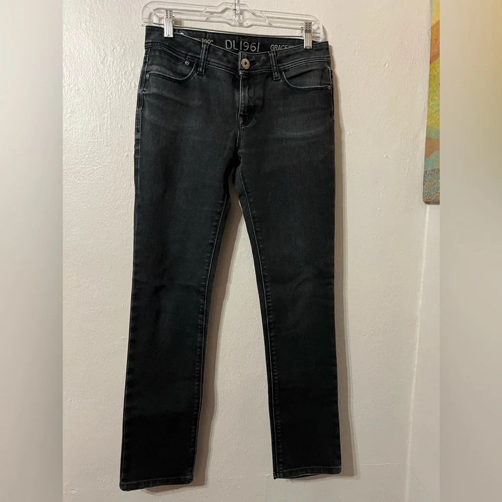 DL1961 Grace High Rise Straight Leg Jeans black wash Sz 27 - Picture 2 of 8